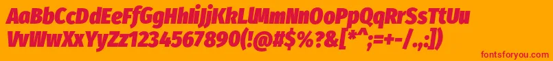 Fonte FirasanscondensedUltraitalic – fontes vermelhas em um fundo laranja