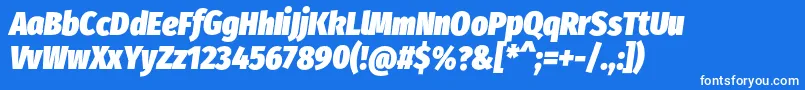 FirasanscondensedUltraitalic-Schriftart – Weiße Schriften auf blauem Hintergrund