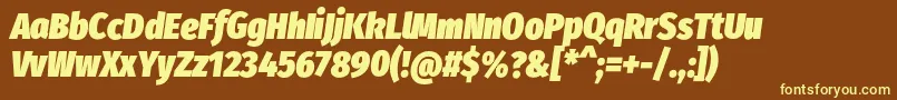 Weitere Informationen zur FirasanscondensedUltraitalic-Schriftart FirasanscondensedUltraitalic-Schriftart – Gelbe Schriften auf braunem Hintergrund