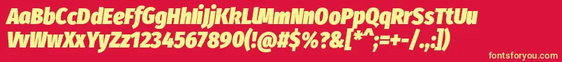 FirasanscondensedUltraitalic-Schriftart – Gelbe Schriften auf rotem Hintergrund