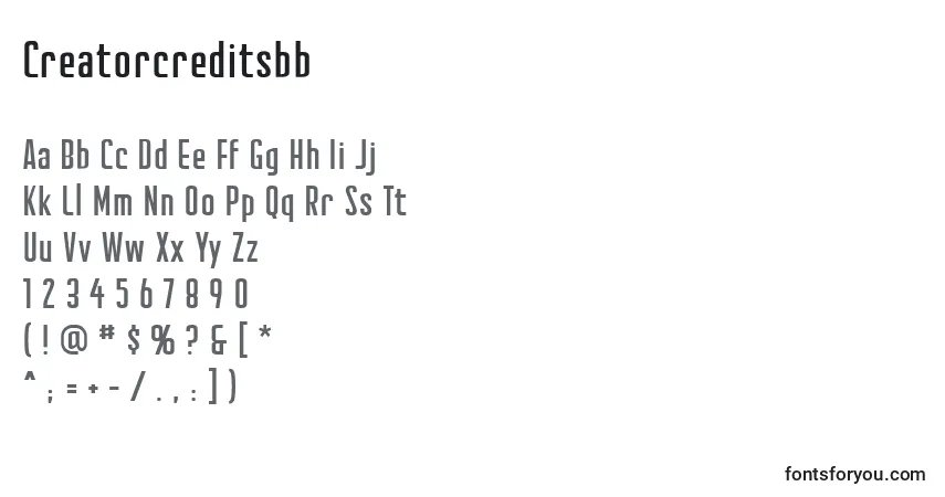 Schriftart Creatorcreditsbb (107146) – Alphabet, Zahlen, spezielle Symbole