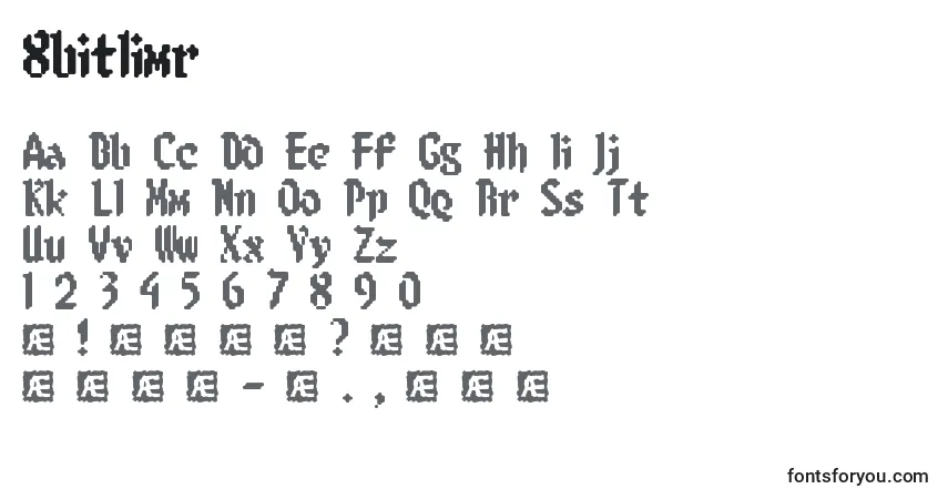 8bitlimr-fontti – aakkoset, numerot, erikoismerkit