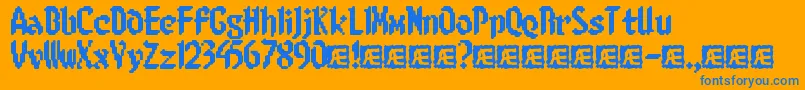 8bitlimr-Schriftart – Blaue Schriften auf orangefarbenem Hintergrund