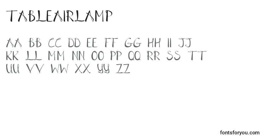 A fonte TableAirLamp – alfabeto, números, caracteres especiais