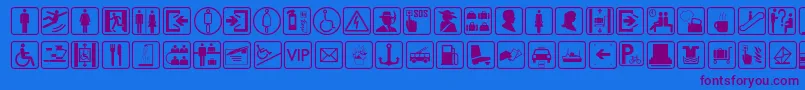 TravesiaTfb-Schriftart – Violette Schriften auf blauem Hintergrund