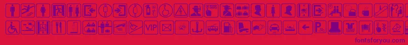 TravesiaTfb-Schriftart – Violette Schriften auf rotem Hintergrund