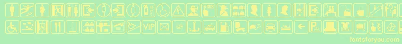 Weitere Informationen zur TravesiaTfb-Schriftart TravesiaTfb-Schriftart – Gelbe Schriften auf grünem Hintergrund