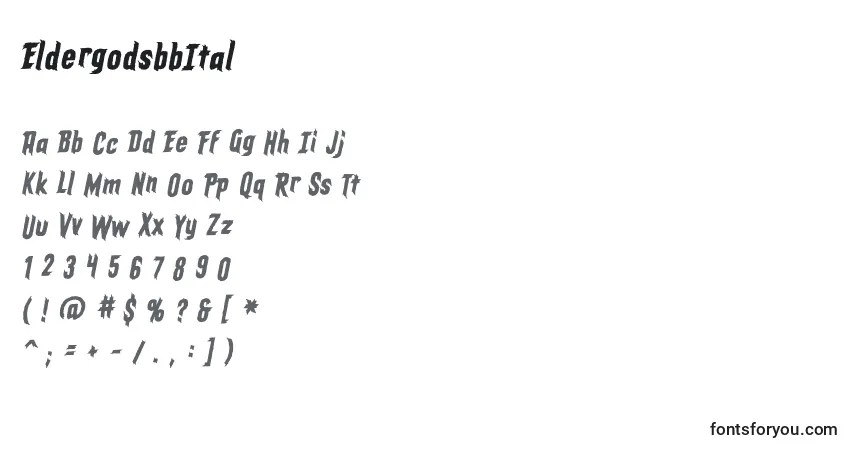 EldergodsbbItal Font – alphabet, numbers, special characters