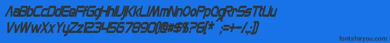 フォントMonsOlympiaCondensedBoldItalic – 黒い文字の青い背景
