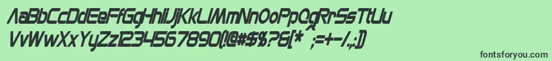 MonsOlympiaCondensedBoldItalic-Schriftart – Schwarze Schriften auf grünem Hintergrund