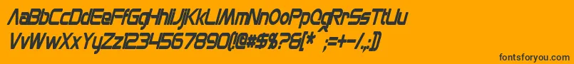 MonsOlympiaCondensedBoldItalic-Schriftart – Schwarze Schriften auf orangefarbenem Hintergrund