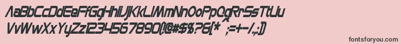 MonsOlympiaCondensedBoldItalic-fontti – mustat fontit vaaleanpunaisella taustalla