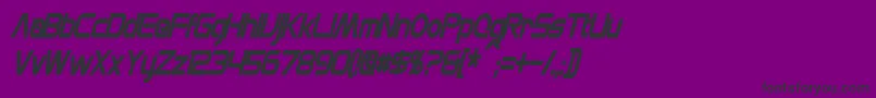 MonsOlympiaCondensedBoldItalic-fontti – mustat fontit violetilla taustalla