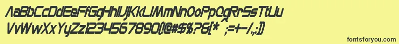 MonsOlympiaCondensedBoldItalic-fontti – mustat fontit keltaisella taustalla