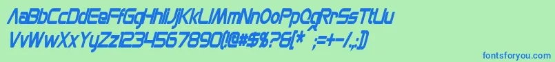 MonsOlympiaCondensedBoldItalic Font – Blue Fonts on Green Background
