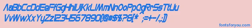 MonsOlympiaCondensedBoldItalic-Schriftart – Blaue Schriften auf rosa Hintergrund