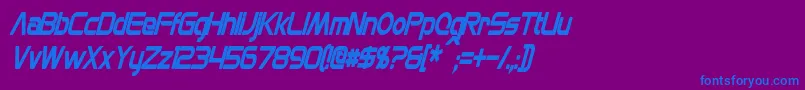 MonsOlympiaCondensedBoldItalic-Schriftart – Blaue Schriften auf violettem Hintergrund