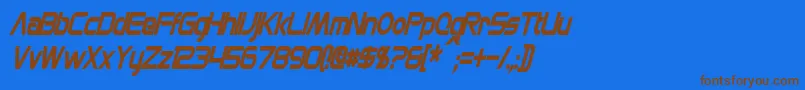 MonsOlympiaCondensedBoldItalic-fontti – ruskeat fontit sinisellä taustalla