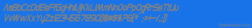 MonsOlympiaCondensedBoldItalic-fontti – harmaat kirjasimet sinisellä taustalla