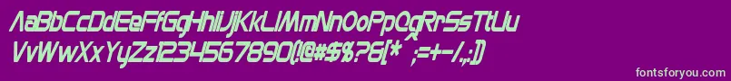 MonsOlympiaCondensedBoldItalic-fontti – vihreät fontit violetilla taustalla