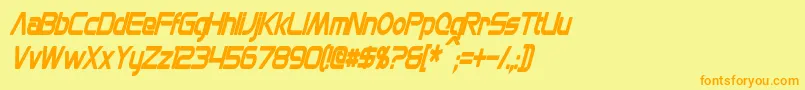 フォントMonsOlympiaCondensedBoldItalic – オレンジの文字が黄色の背景にあります。