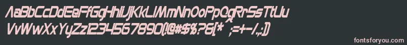 MonsOlympiaCondensedBoldItalic-fontti – vaaleanpunaiset fontit mustalla taustalla