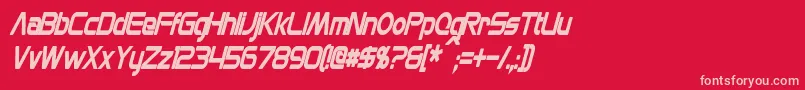 MonsOlympiaCondensedBoldItalic-Schriftart – Rosa Schriften auf rotem Hintergrund