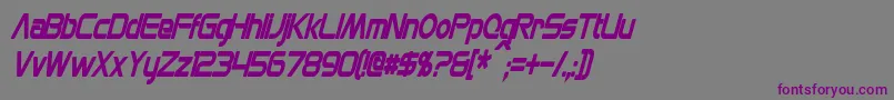 Czcionka MonsOlympiaCondensedBoldItalic – fioletowe czcionki na szarym tle