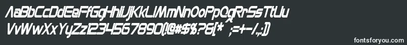 MonsOlympiaCondensedBoldItalic-fontti – valkoiset fontit mustalla taustalla