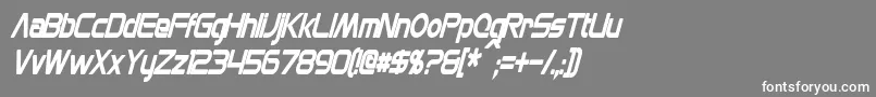 MonsOlympiaCondensedBoldItalic-fontti – valkoiset fontit harmaalla taustalla