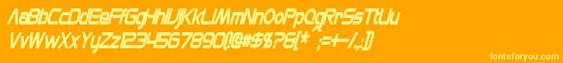 Czcionka MonsOlympiaCondensedBoldItalic – żółte czcionki na pomarańczowym tle