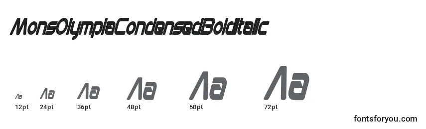 MonsOlympiaCondensedBoldItalic Font Sizes