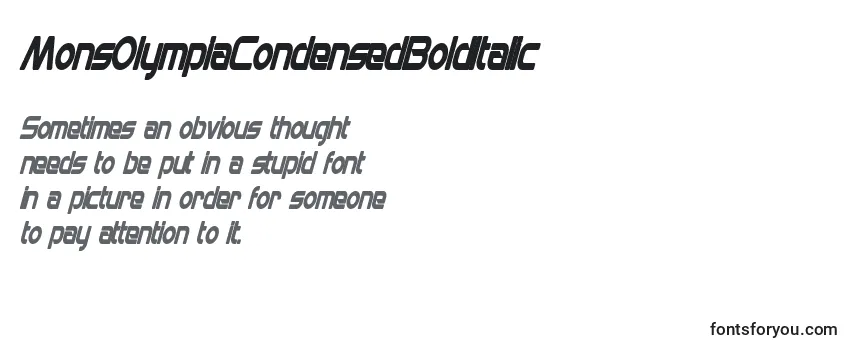 MonsOlympiaCondensedBoldItalic Font