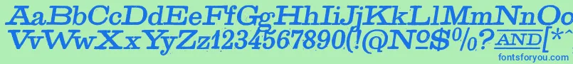 GoldenAgeItalic Font – Blue Fonts on Green Background