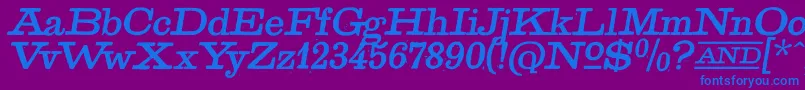 フォントGoldenAgeItalic – 紫色の背景に青い文字