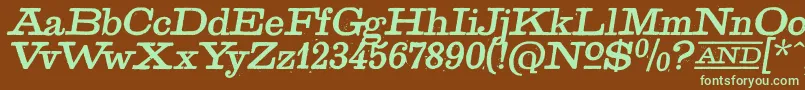 フォントGoldenAgeItalic – 緑色の文字が茶色の背景にあります。