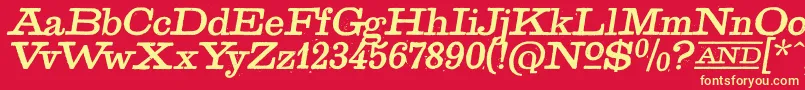 Fonte GoldenAgeItalic – fontes amarelas em um fundo vermelho