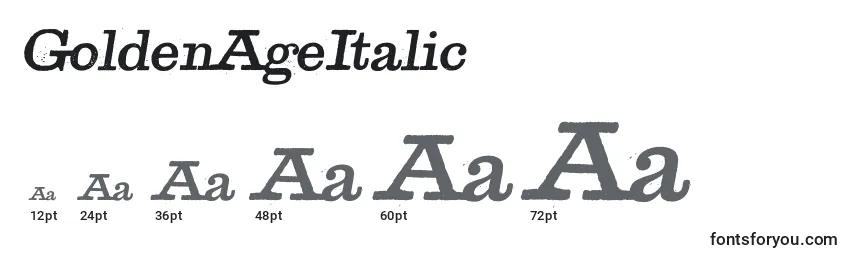 GoldenAgeItalic Font Sizes