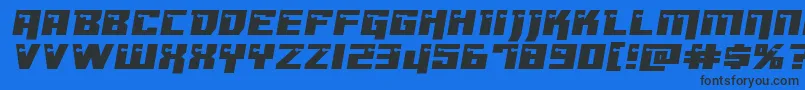 フォントDangerbotxtraexpand – 黒い文字の青い背景