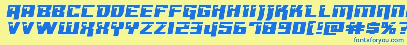 Dangerbotxtraexpand Font – Blue Fonts on Yellow Background