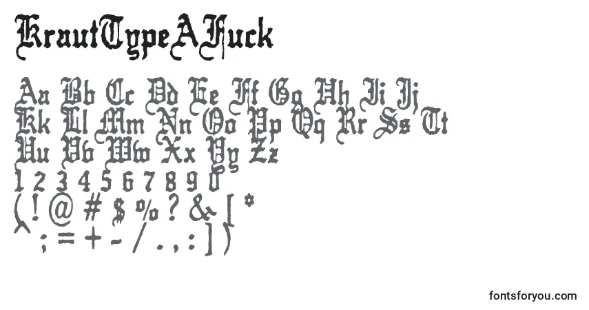 Schriftart KrautTypeAFuck – Alphabet, Zahlen, spezielle Symbole