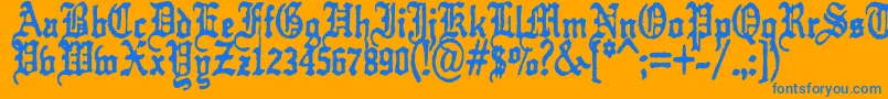 KrautTypeAFuck-Schriftart – Blaue Schriften auf orangefarbenem Hintergrund