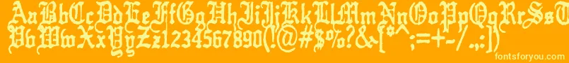 KrautTypeAFuck-Schriftart – Gelbe Schriften auf orangefarbenem Hintergrund