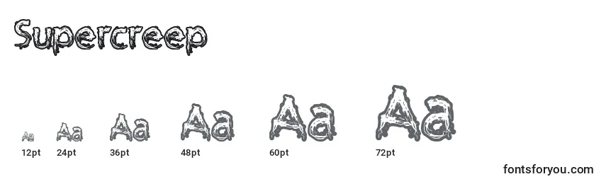 Größen der Schriftart Supercreep