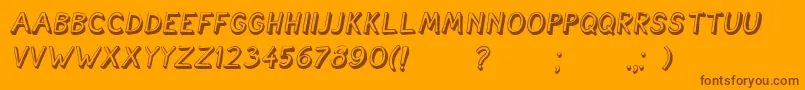CartoonishItalic-Schriftart – Braune Schriften auf orangefarbenem Hintergrund