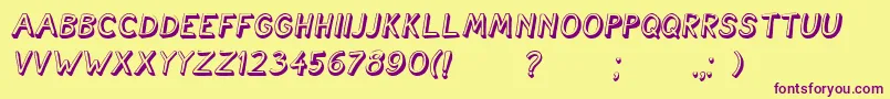 CartoonishItalic Font – Purple Fonts on Yellow Background