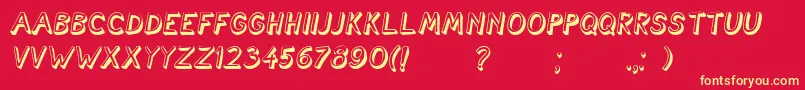 CartoonishItalic Font – Yellow Fonts on Red Background