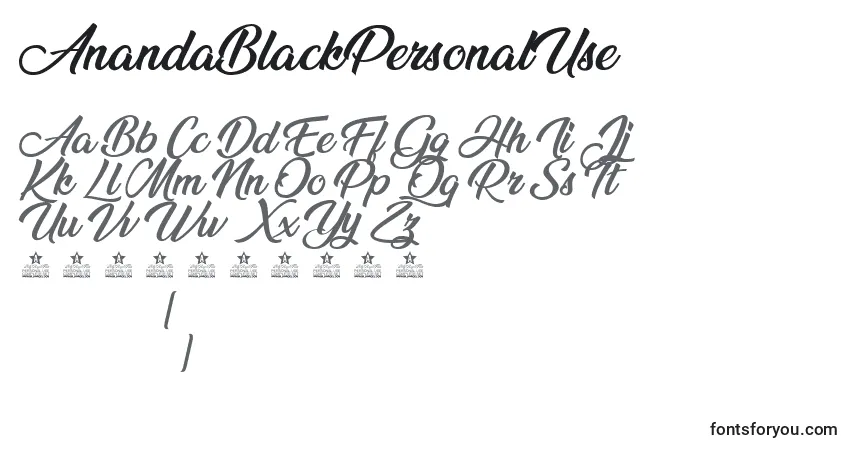 Schriftart AnandaBlackPersonalUse – Alphabet, Zahlen, spezielle Symbole