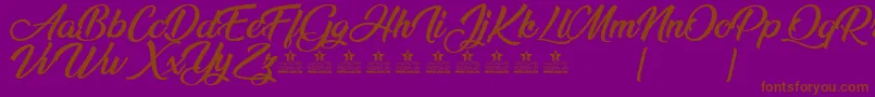 AnandaBlackPersonalUse-Schriftart – Braune Schriften auf violettem Hintergrund