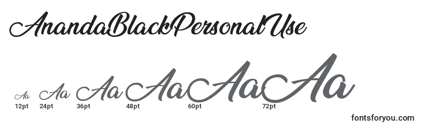 AnandaBlackPersonalUse Font Sizes